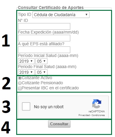 Aportes en línea - Consultar el certificado de aportes al 